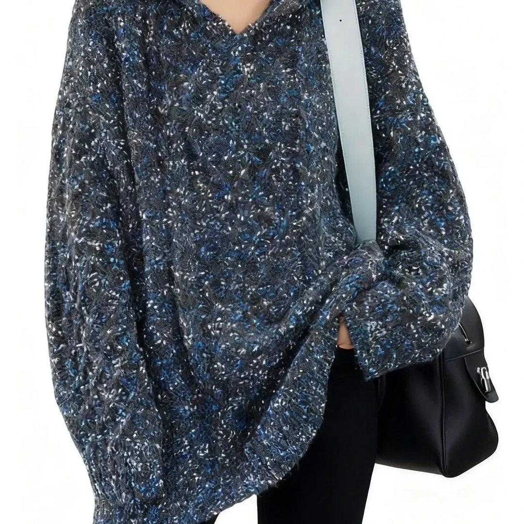 彩点针织衫 25支彩点纱休闲连帽宽松毛衣商场同款