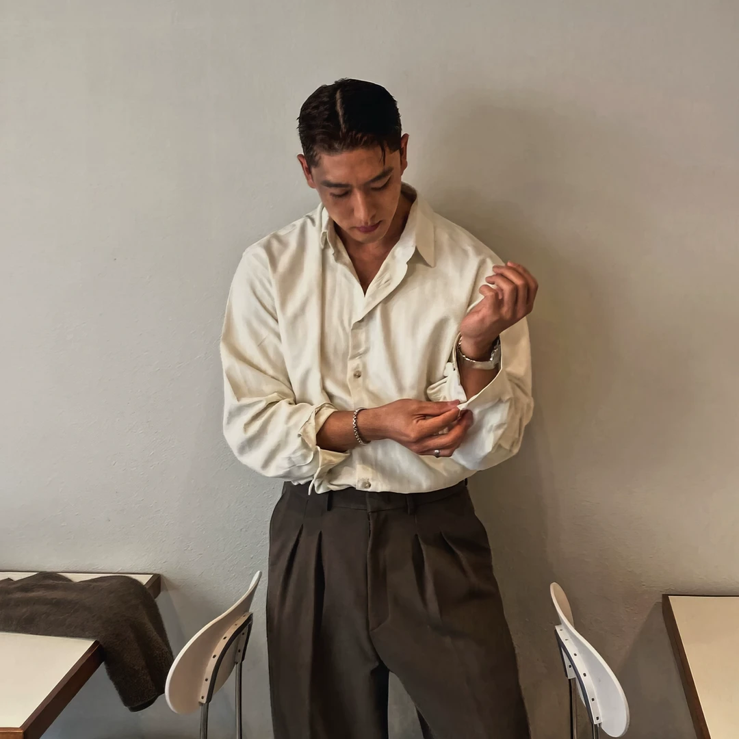 轻奢条纹理高品设计衬衫男秋冬韩系港风商务休闲上衣免烫长袖衬衣