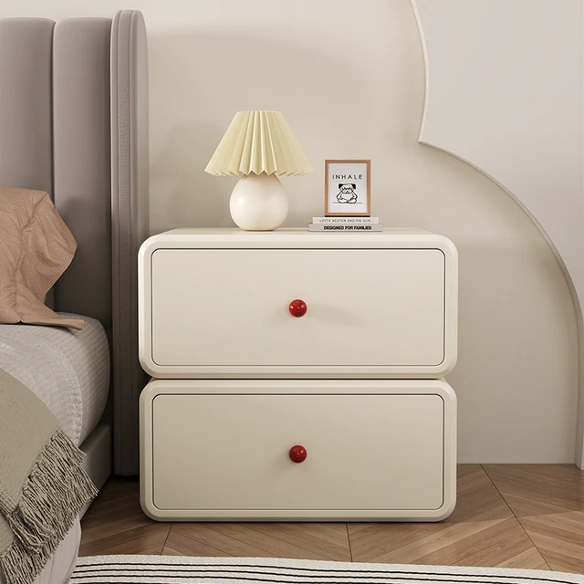 三梦实木床头柜简约现代奶油风小型柜子轻奢高级感卧室家用床边柜