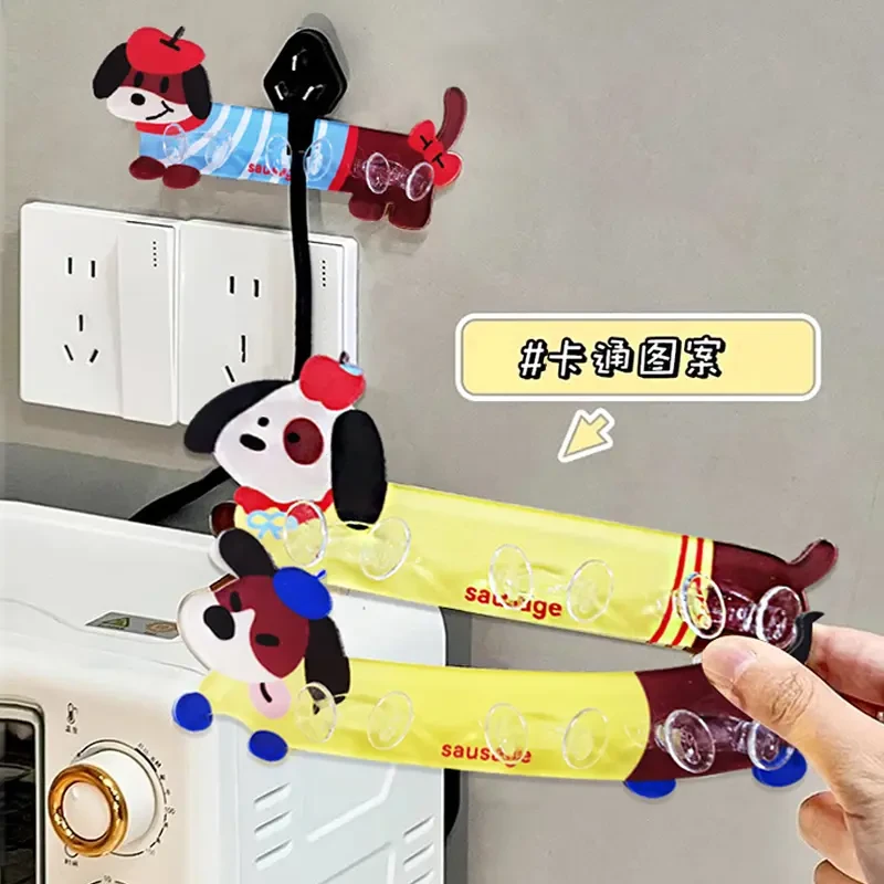 家用卡通卫生间挂钩牙刷置物架免打孔卡槽插头挂钩创意插座收纳架