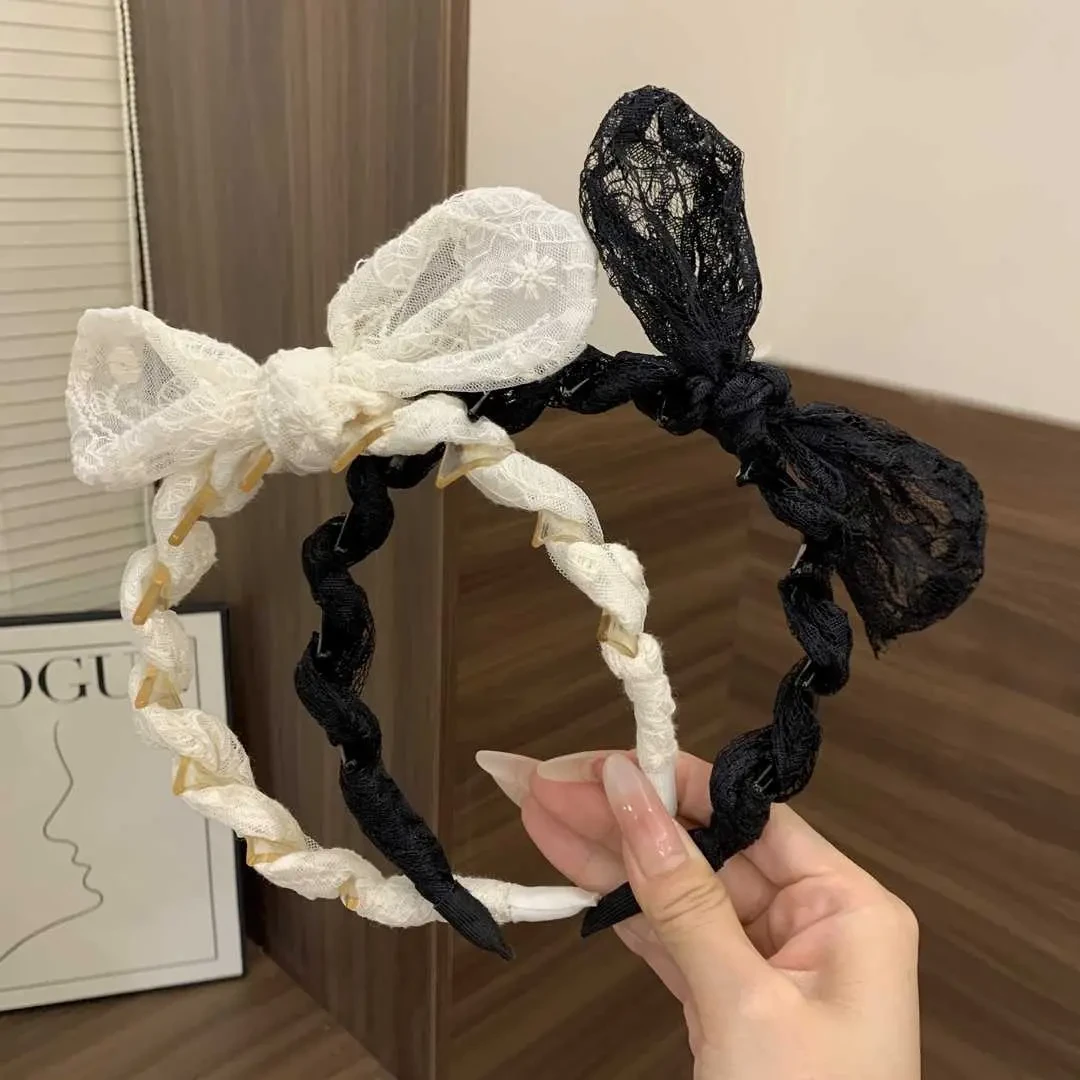 日韩感仙女法式森系百搭蕾丝蝴蝶结可爱俏皮兔子耳朵发箍发发饰