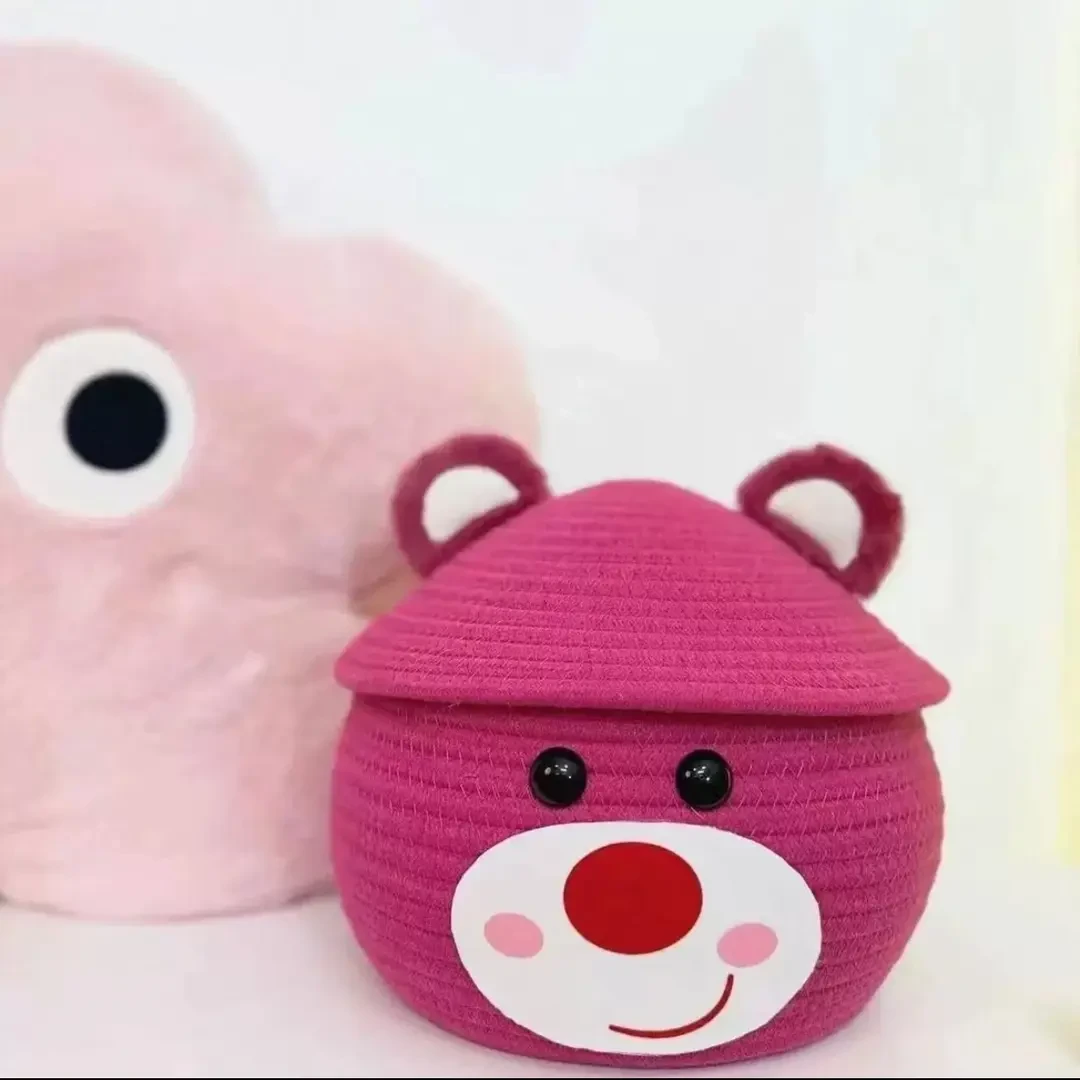 手工编织草莓熊卡通桌面收纳客厅文具遥控器收纳零食创意FF