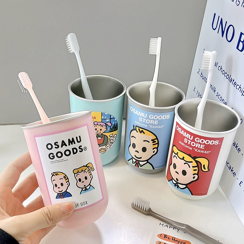 日系不锈钢水杯情侣高颜值家用牙刷杯可爱漱口杯宿舍儿童刷牙杯