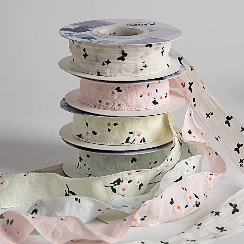 【花喜爱】碎花刺绣蕾丝小花礼物丝带手工花束蝴蝶结绑带花店装饰