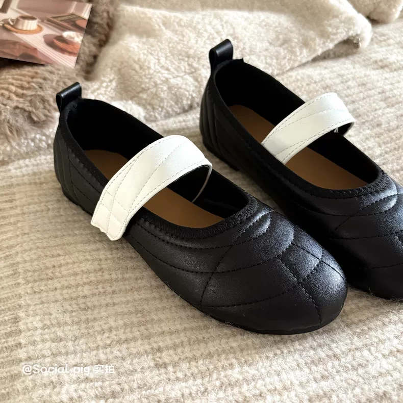 温柔小香风平底气质芭蕾单鞋女复小众古圆头浅口玛丽珍奶奶鞋潮