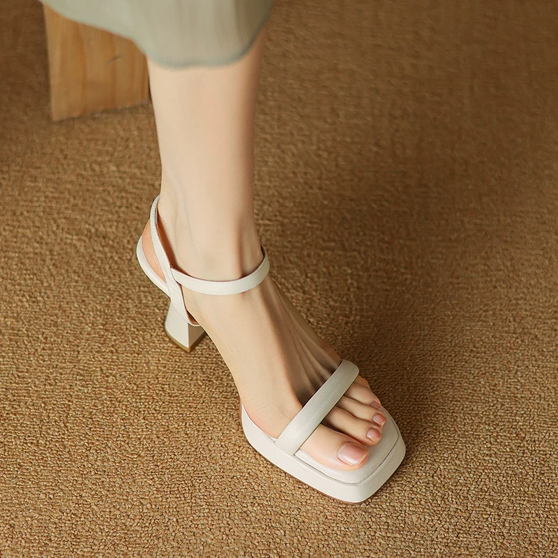 踩屎感凉鞋女夏外穿超软粗跟厚底软底防水台一字带高跟鞋小个子