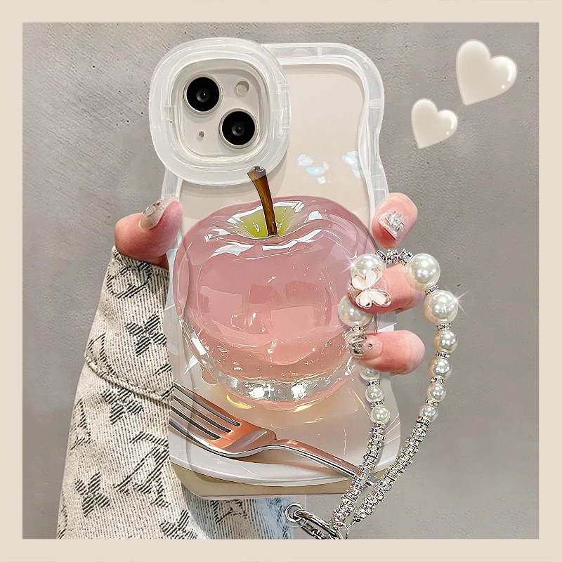 水晶苹果板凳双支架适用iphone15/16手机壳苹果11/12/13/14防摔