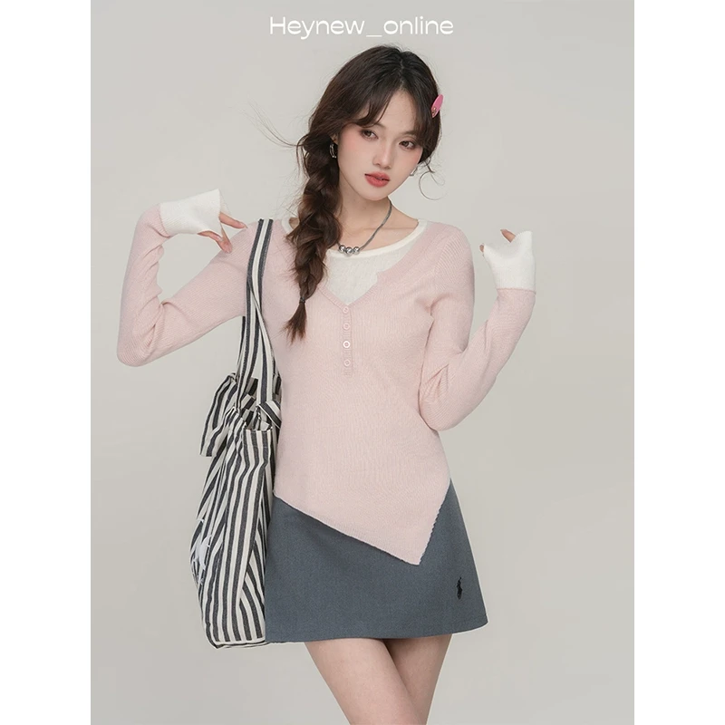 【 春季新款】拼色针织假两件-5C337