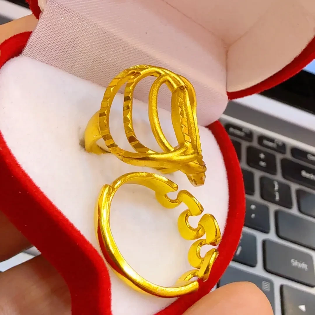 铜合金戒指 金色植物花卉蝴蝶/蜻蜒/昆虫尾戒百搭气质首饰