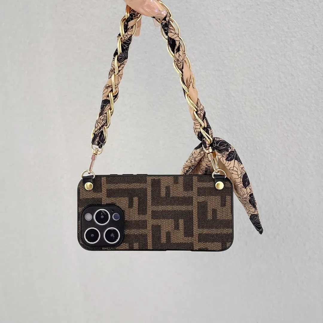 适用苹果华为OPPO荣耀小米三星VIVO手机壳丝巾挂绳保护套潮牌女款