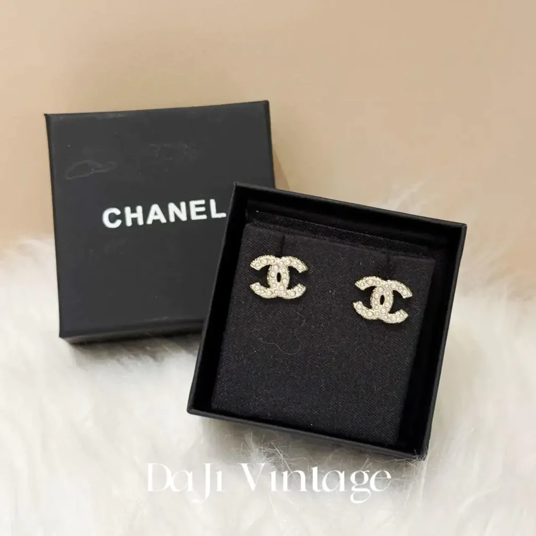 99新 Chanel/香奈儿 大吉中古/香奈儿100周年珍珠双c耳钉