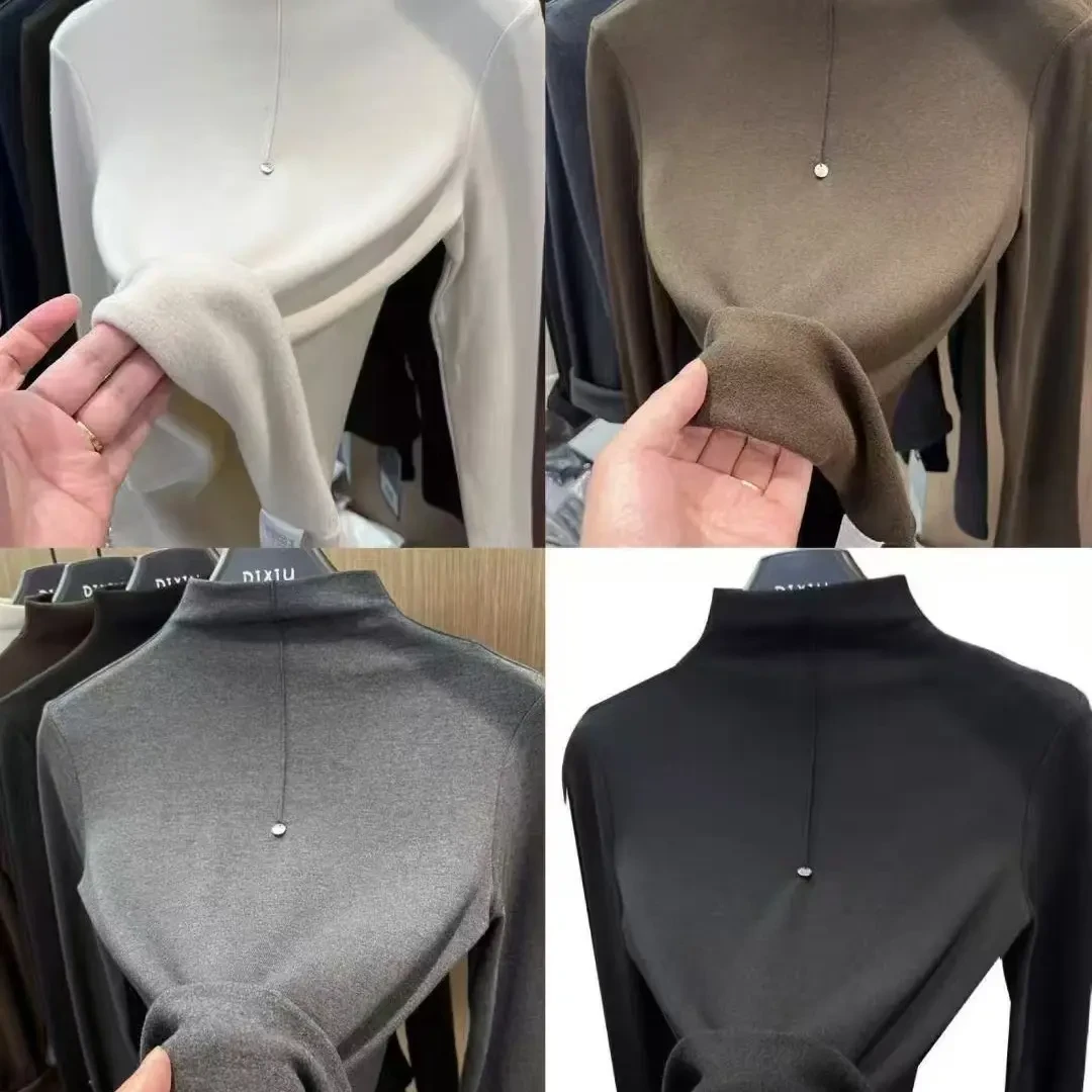 半高领防风长袖春季女款薄款T恤826款内搭中领纯色堆堆领