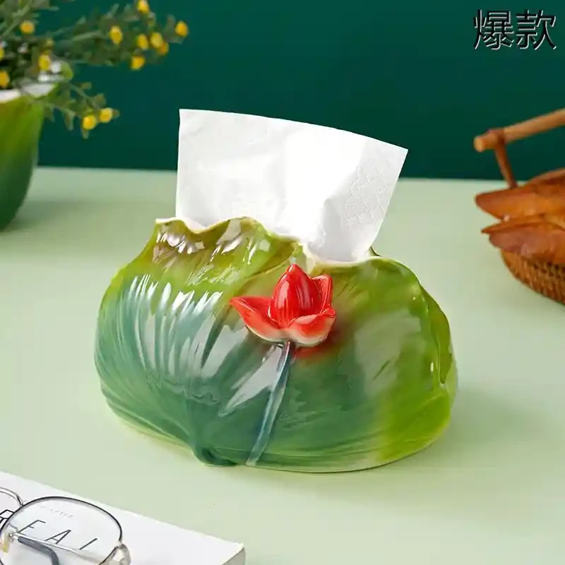 中式纸巾盒客厅高档轻奢陶瓷家用纸抽盒高级感桌面装饰摆件