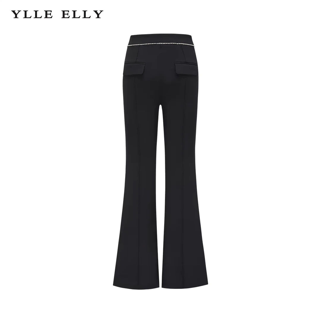 【羊羊专属】YLLEELLY纯色喇叭裤2024春季新款简约高腰休闲长裤
