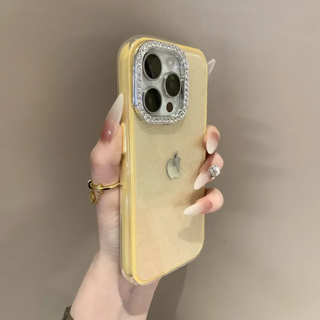 高颜值闪钻镜头适用iPhone16pro手机壳15时尚14Pro防摔13全包12女