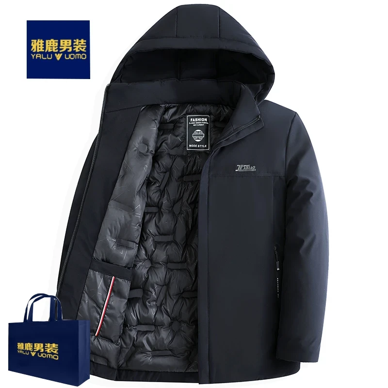雅鹿男装冬季男士高品质棉衣中老年外套中年棉服加厚爸爸装派克服