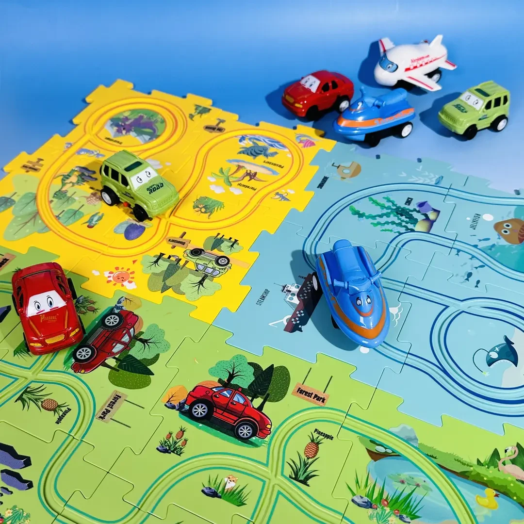 【送孩子的礼物】儿童益智早教DIY 拼图轨道车玩具孩子超喜欢的礼物