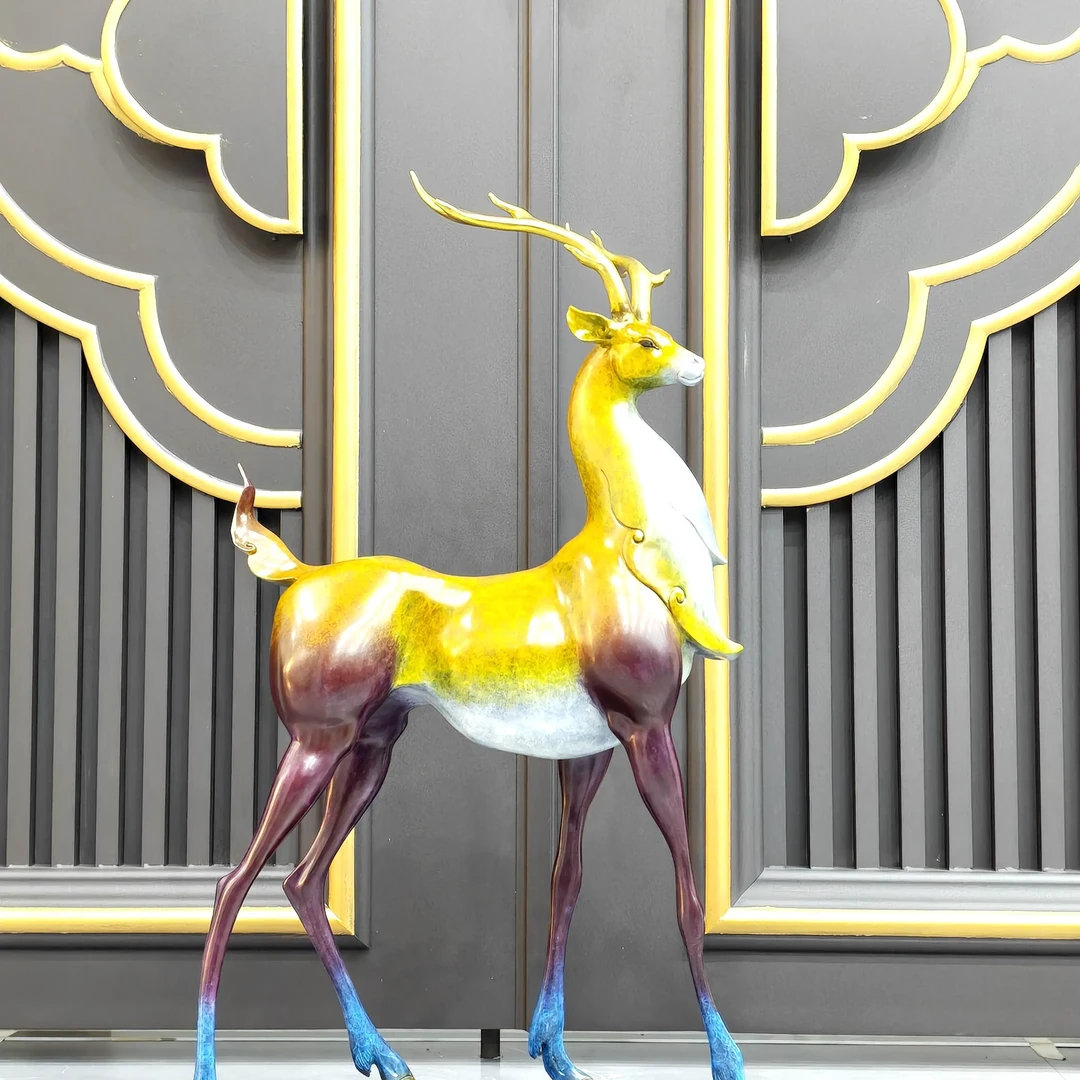 纯铜九色鹿摆件，360*200*580