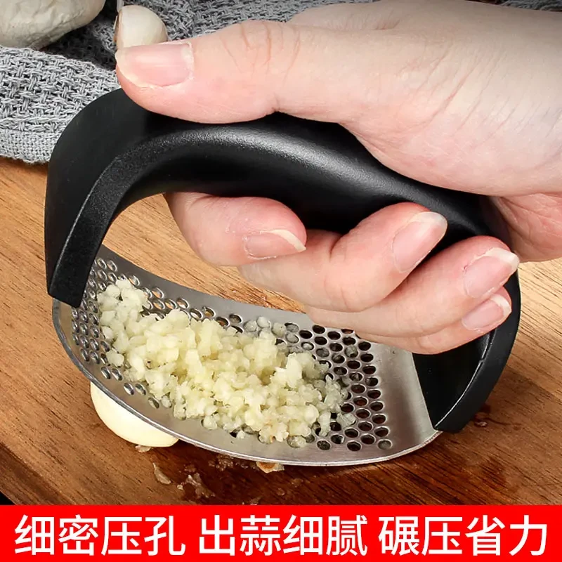 家用手动环形压蒜器工具蒜泥器蒜末厨房不锈钢实用大蒜捣碎器工具
