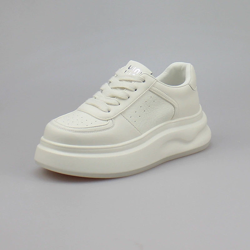 轩美诗2025春季新款厚底圆头系带真皮舒适增高女单鞋513-9027