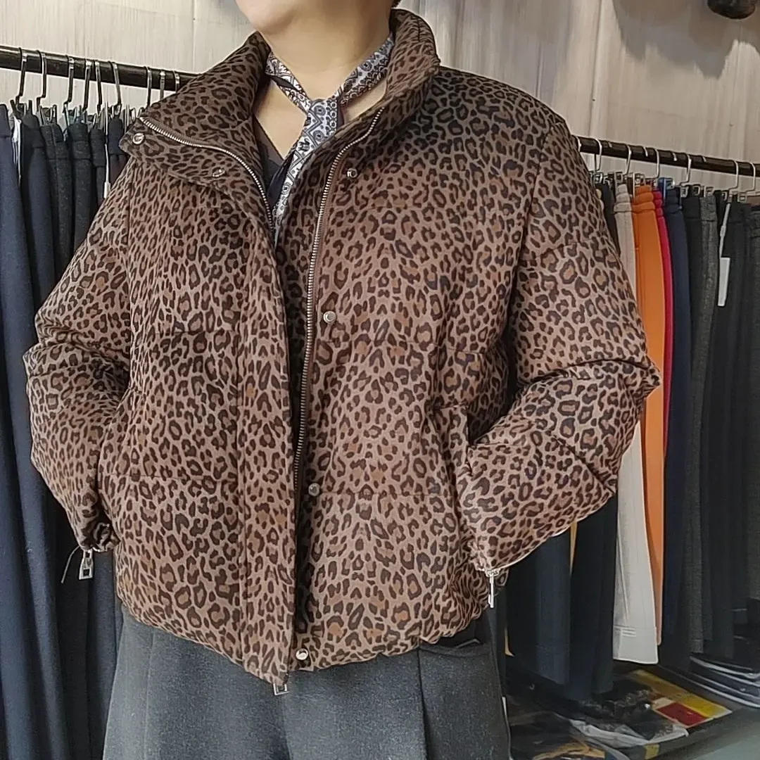 冬季豹纹加厚羊毛防寒保暖外套