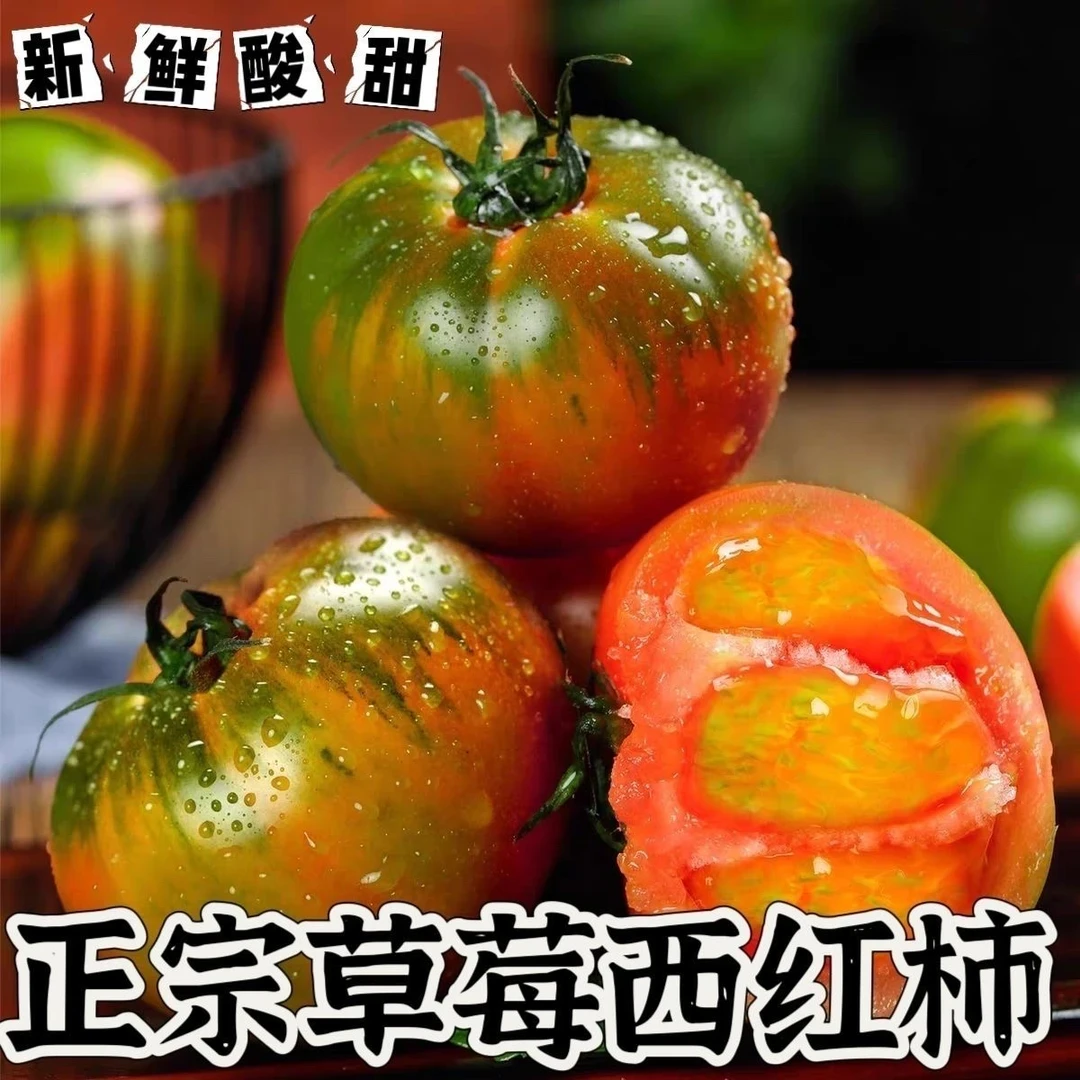 正宗铁皮草莓柿子新鲜水果番茄铁皮柿子西红柿 4斤装顺丰包邮