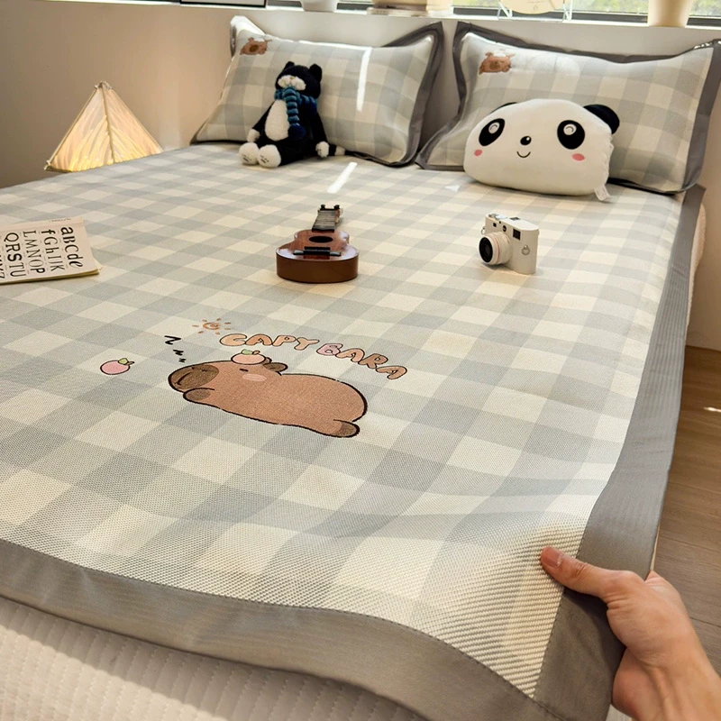 A类母婴级小动物藤席夏季凉席冰丝席夏天专用2025新款软席床笠款