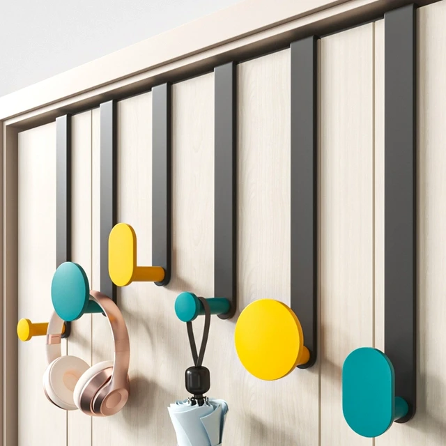 门后挂钩墙上挂衣架免打孔卧室门上背式衣服挂架收纳置物架挂衣钩