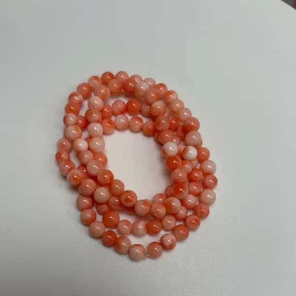 粉色珊瑚圆珠多圈手链
