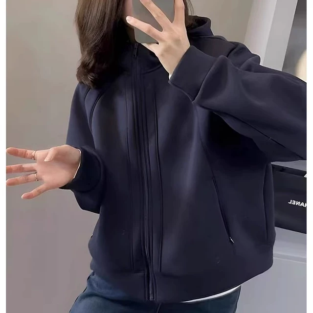 时尚洋气拉链连帽开衫卫衣外套女冬季2025新款显瘦百搭宽松上衣潮
