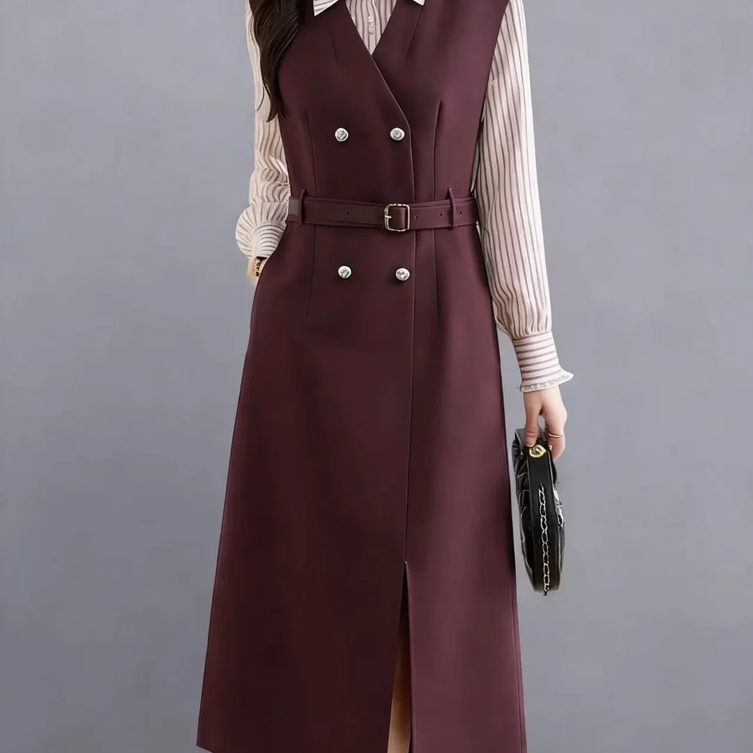 新款女装春时尚套装裙高级感洋气马甲连衣裙女两件套显瘦