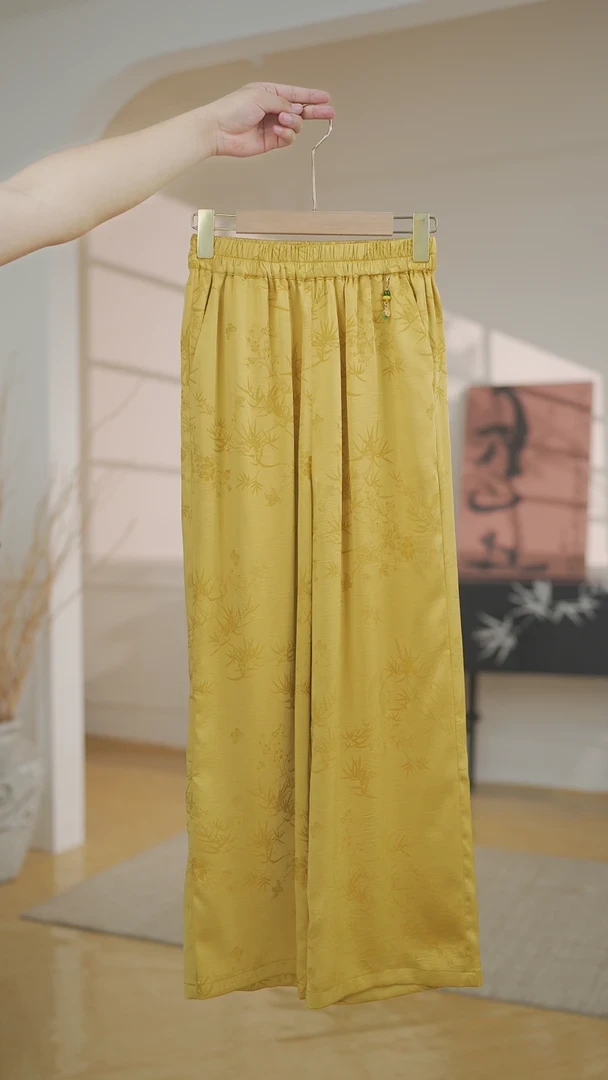 玉竹熊猫｜新中式国风时尚百搭重磅裤子-5343