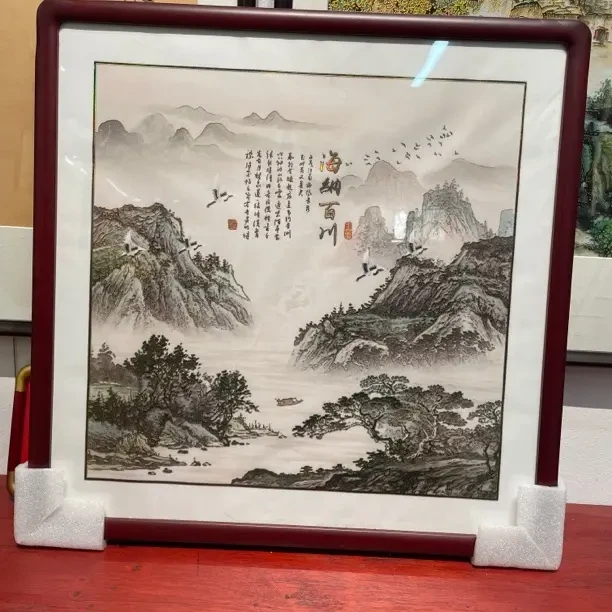 【64*64】新中式山水画入户玄关装饰画餐厅壁画客厅沙发背景墙