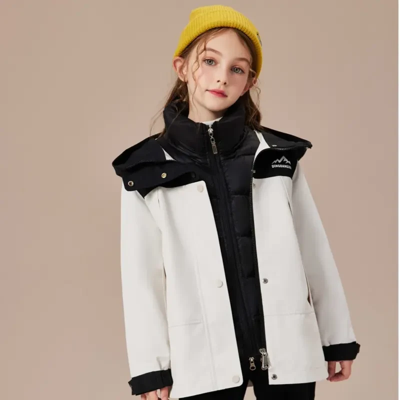 3QR【一衣三穿】男女儿童中大童90绒羽绒服两件套防寒保暖9886