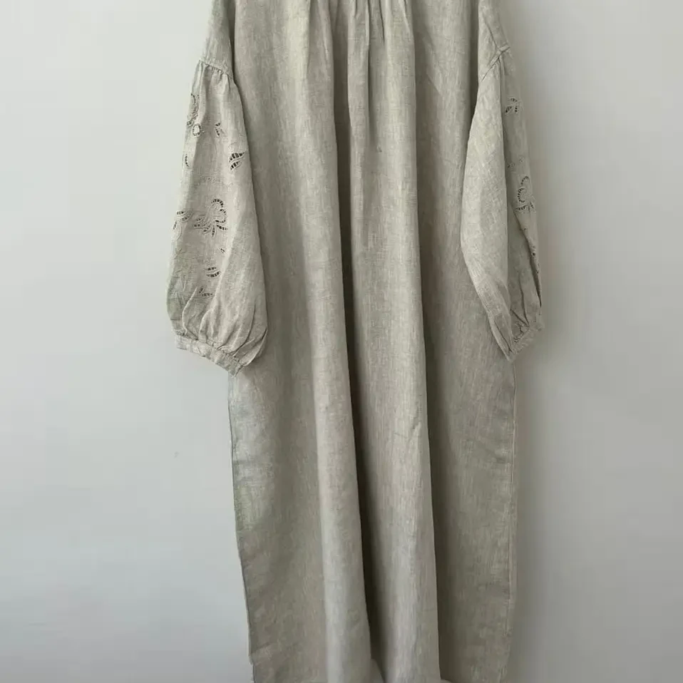 出口日单亚麻连衣裙