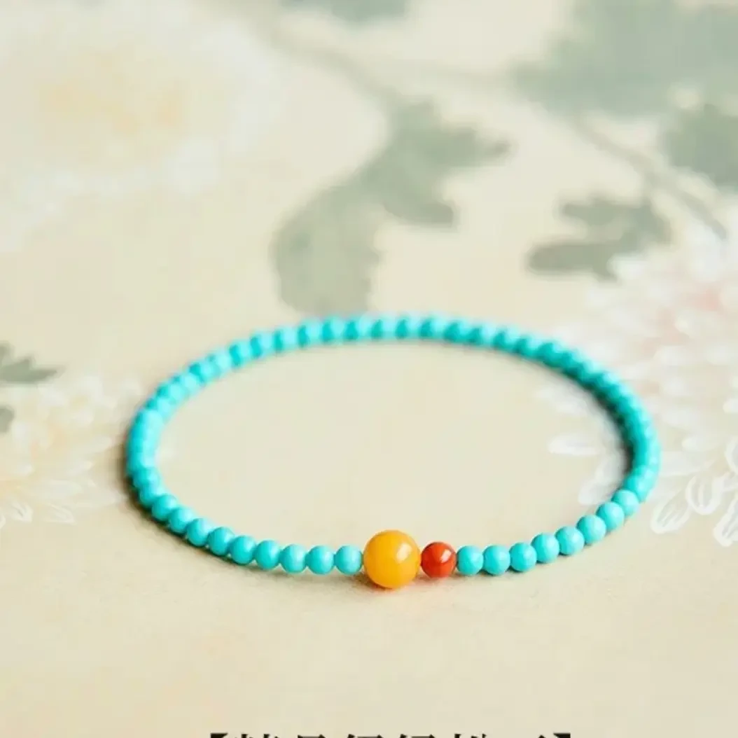 合成锆石手链 红色小米珠手串