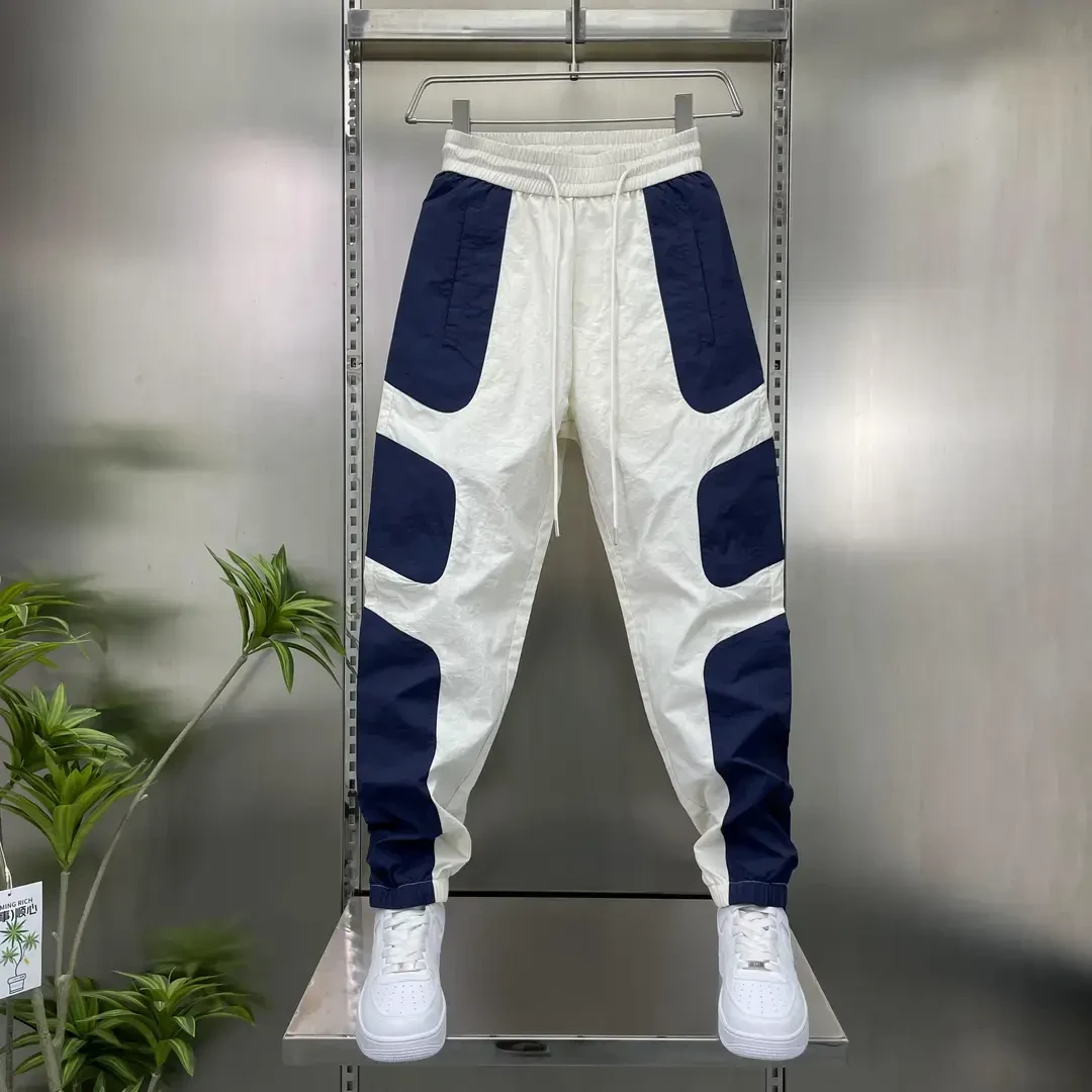 休闲裤夏季薄款裤子男士束脚松紧腰弹力运动裤高级感冰爽休闲裤子