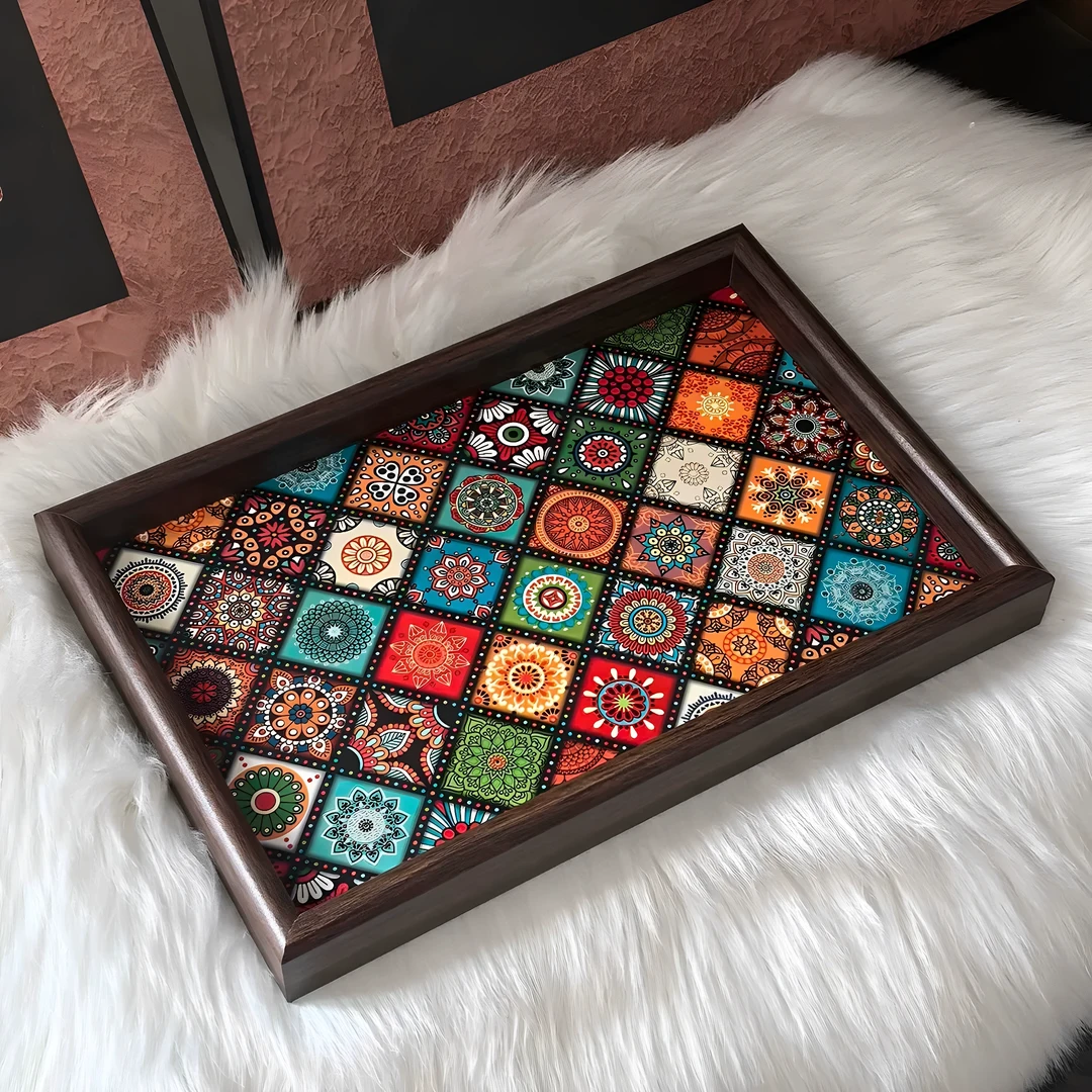 波西米亚风摆件托盘玄关客厅创意置物盘珠宝首饰零食家用收纳盘z