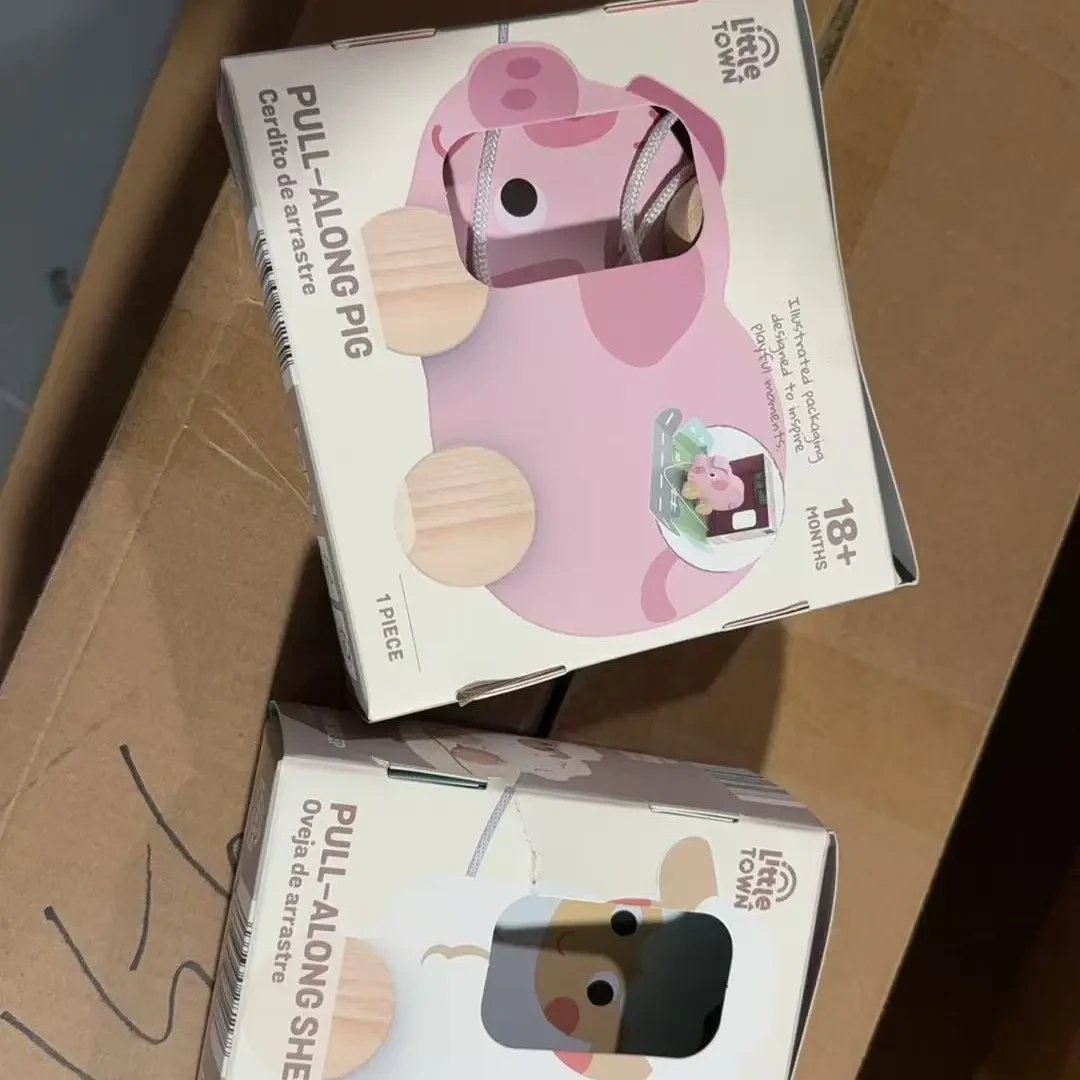 儿童木质动物造型早教创意益智学步拖拉车玩具