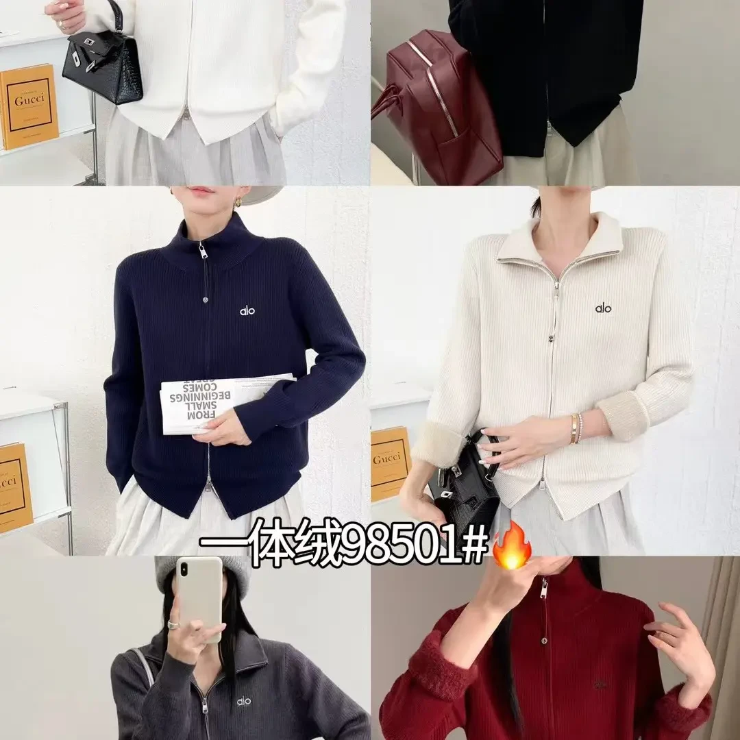 98501（ad一体绒图）秋冬新款加绒半高领双拉链显瘦针织毛衣内搭