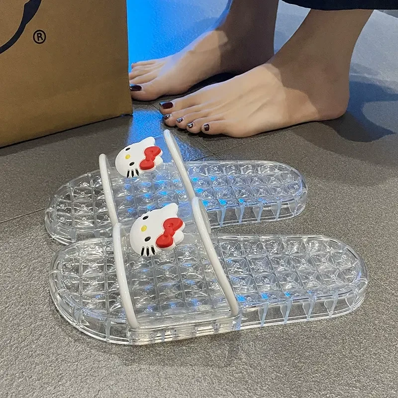 kt猫拖鞋女夏外穿2025新款时尚室内家居水晶果冻透明洗澡防滑防臭