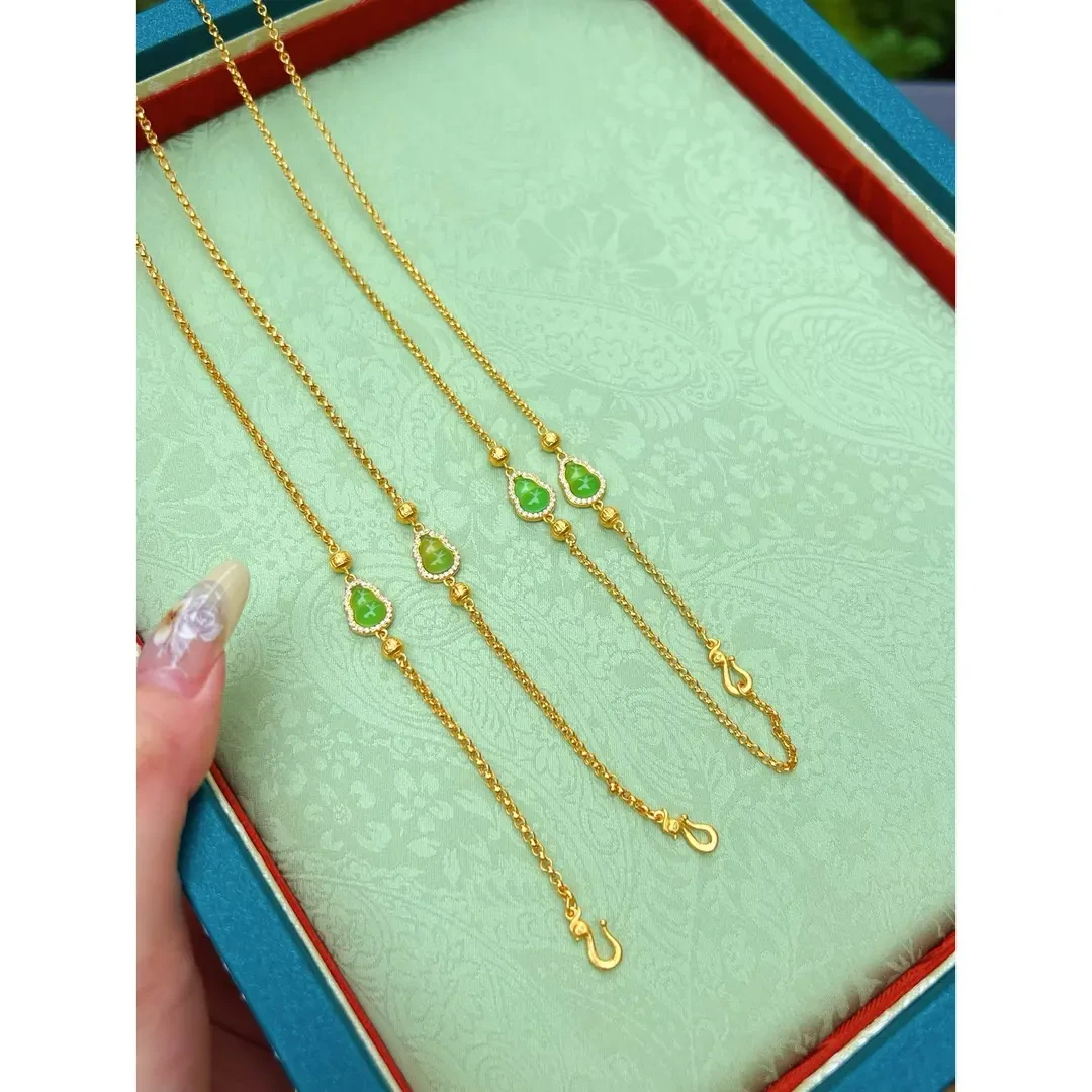 铜合金项链 葫芦黄金色项链单扣双扣经典百搭感贵气显白氛围饰品