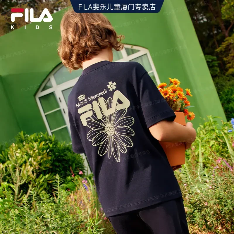 【亲肤透气】FILAxMARDI斐乐儿童纯棉25夏大小童印花短袖K11G424111