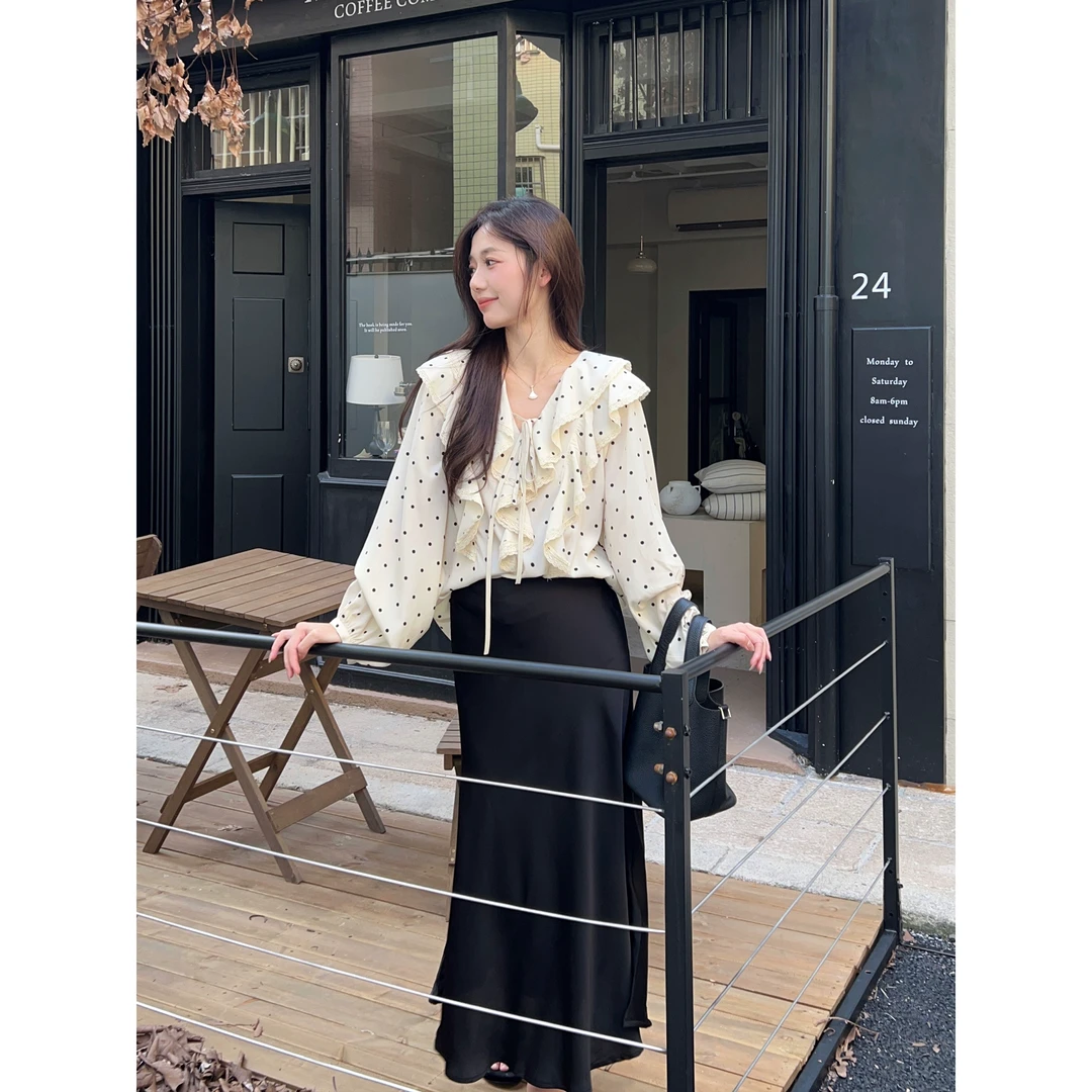 万万【清清】优雅碎碎波点衬衫YT-235351