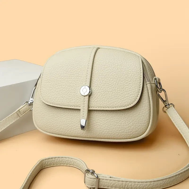 女士纯色包盖单肩夏季斜挎包简约风防盗小方包休闲时尚洋气小包包