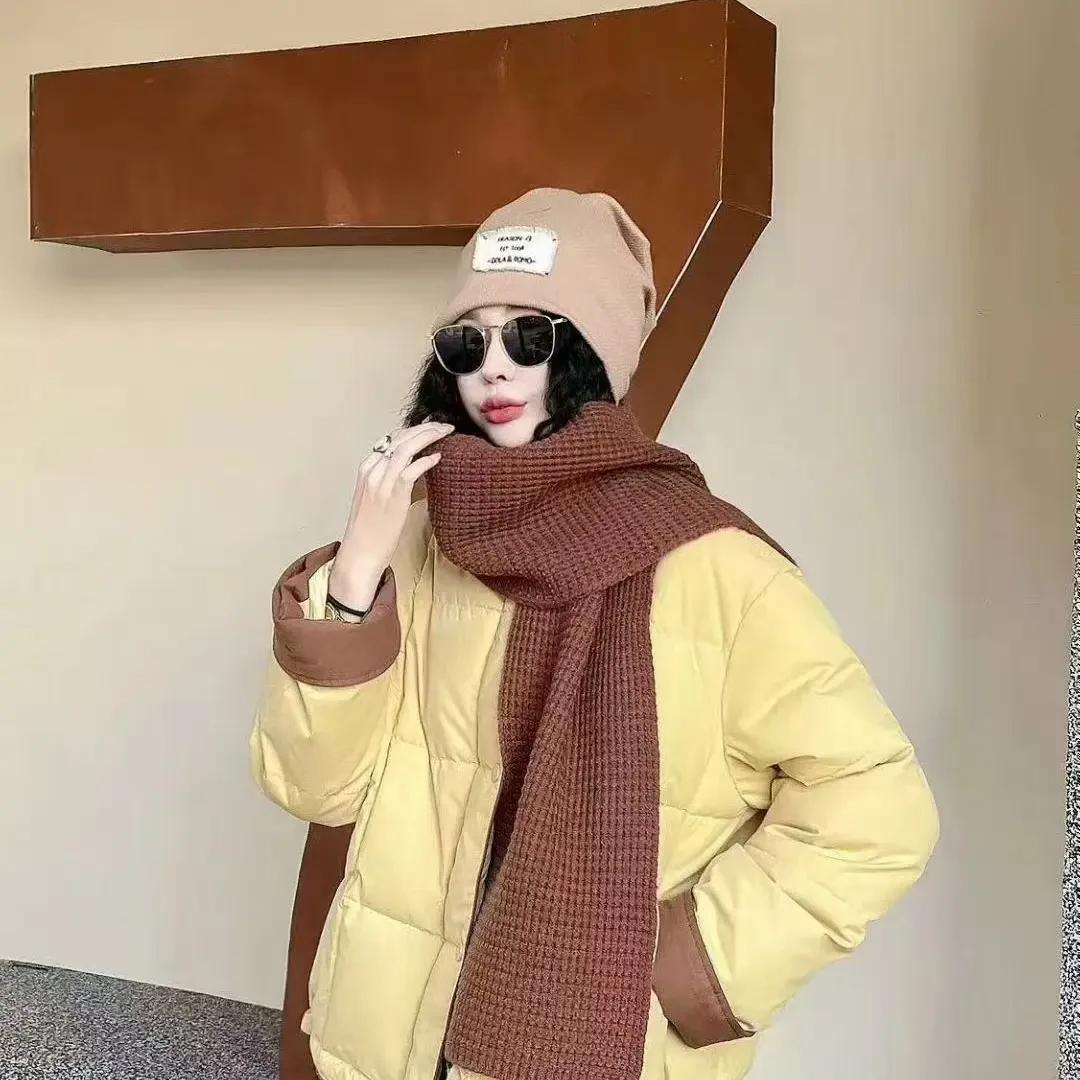 冬季韩版宽松加厚保暖圆领面包服女时尚潮流百搭外套棉衣