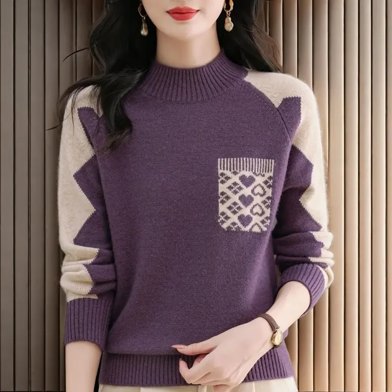 纯100女羊绒衫毛衣女2025年秋冬爆款洋气秋冬中年妈妈半高领上衣