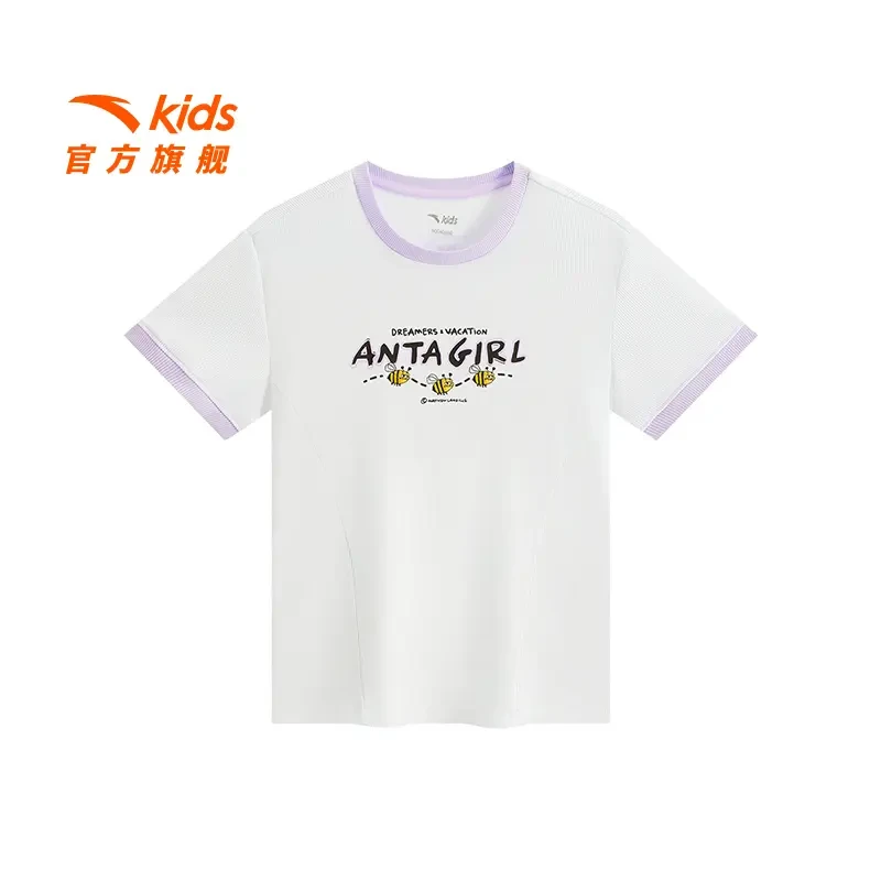 【女童专享价】安踏儿童女大童针织短袖衫透气柔软短袖潮362528109