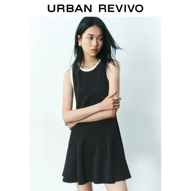 UR2025夏季新款女装时尚撞色解构镂空无袖连衣裙UYU750059