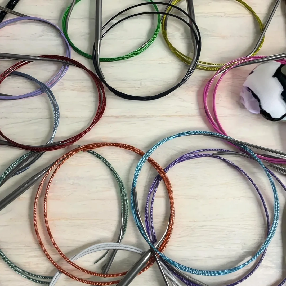 升级款彩绳弯尾不锈钢手工环形编织针顺滑好用工具